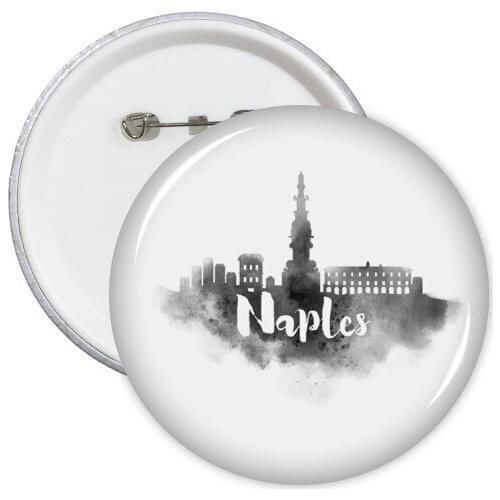 Naples Italy Ink City Round Pins Badge Button Clothing Decoration Gift 5pcs