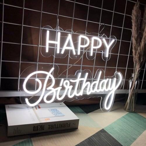Happy Birthday Custom Neon Sign Suitable For Home Restaurant Bar Birthday Party Background Decor LED Light Creative Gift