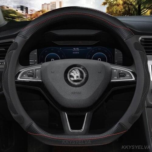 Microfiber Leather Non-slip 38CM Car Steering Wheel Cover for Skoda Octavia A5 A7 RS Octavia 2 3 Combi Auto interior Accessories
