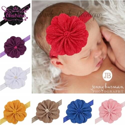 Nishine New 10pcs/lot Flower Baby Girls Headbands Kids Elastic Floral Headwear Cute Photography Props Children Hair Accessories