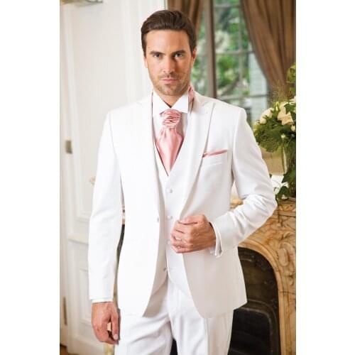 2020 New Arrival Mans Suits For Wedding Formal Men Suit Peaked Lapel Groom Wear Tuxedos Groomsmen Suit (Jacket+Pants+Vest)