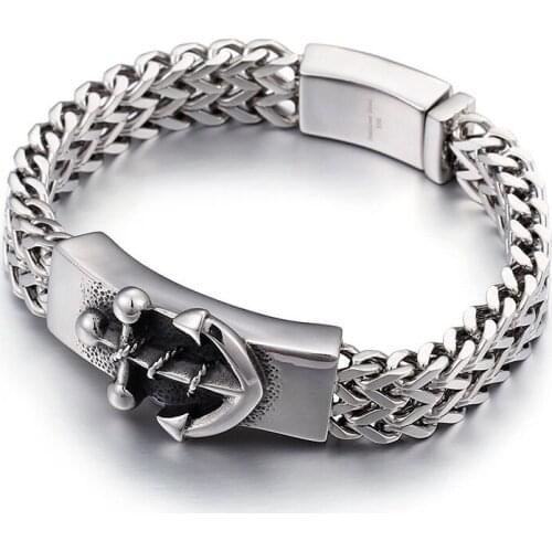 New retro titanium steel bracelet fashion anchor bracelet mens punk chain bracelet