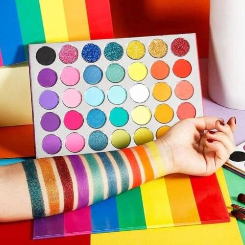 35 Colors Rainbow Eyeshadow Palette Pressed Pigmented Palette Waterproof Long Makeup Palette Eyes Glitter Private Label Cosmetic
