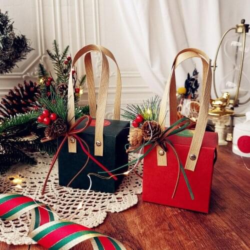 Christmas Handbags Apple Storage Boxes Red/Green Paper Gift Boxes Bags Candy Chocolate Cookies Bags Sugar Holders Cases Birthday