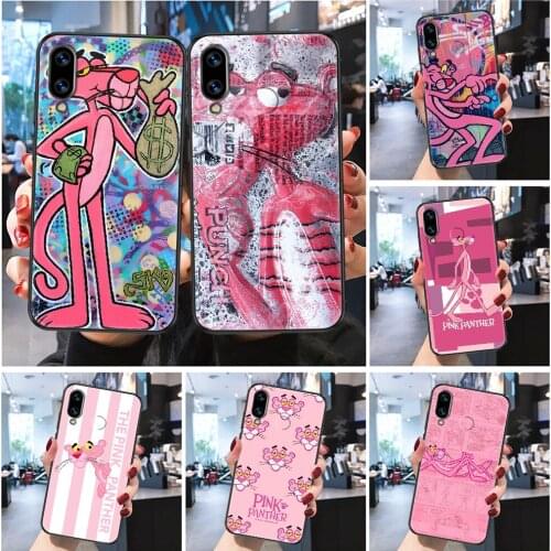 Pink Cartoon Panther Phone case For Huawei P Mate P10 P20 P30 P40 10 20 Smart Z Pro Lite 2019 Frosted black tpu cover pretty