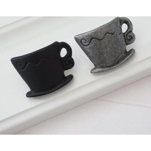 Kitchen Cabinet Knob Door Knobs / Drawer Pull Handles Antique Silver Black / Bar Cup Rustic Cupboard Knob Hardware Decorative