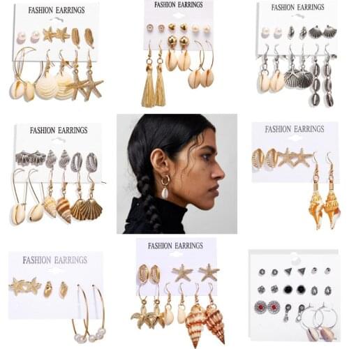New Sale Assorted Nature Shells Earring Packs Holiday Beach Style Drop Earrings