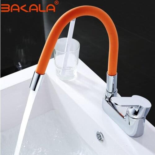 Silica Gel Nose Any Direction Rotating Bathroom Faucet Cold and Hot Water Mixer Torneira Cozinha Single Handle double holes tap