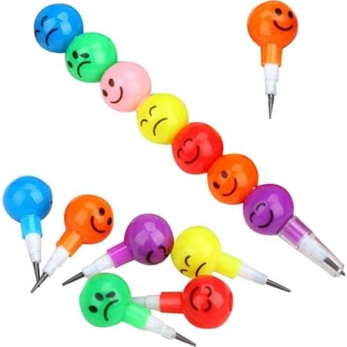 Cute Cartoon Funny Face Smiles Sugar-coated Haws 7 Color Pencil Stationery Kids Children Gifts 112