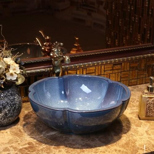 Bathroom Counter Top Wash Basin Cloakroom Hand Painted Vessel Sink bathroom sink wash basin factory