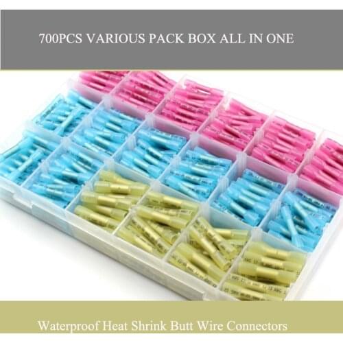 BHT1.25 BHT2 BHT5 Heat Shrink Butt Waterproof Insulated Connector Terminal Nylon Terminal 700PCS BHT Red Blue Yellow