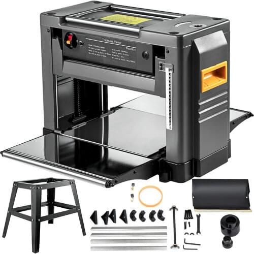 VEVOR 12.5 Inch Wood Planer Thickness Planer for Woodworking 1500W Heavy Duty Planer Double Cutter Benchtop With Stand ＆ Blade