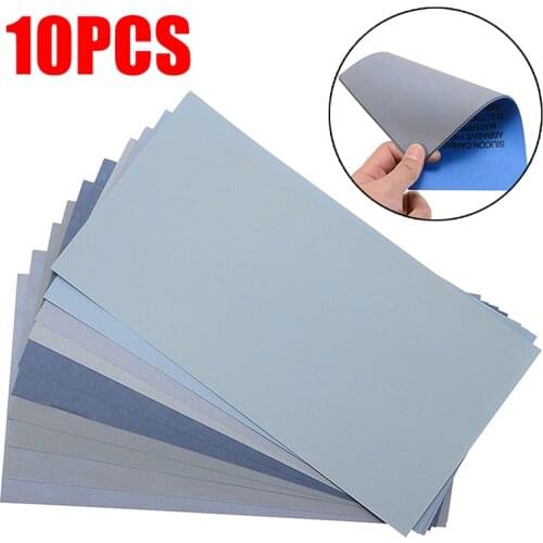 10Pcs Wet Dry Sandpaper 800/1000/2000/3000/5000 High Grit Sandpaper Sheets Assortment for Wood Metal Polishing 21x11cm