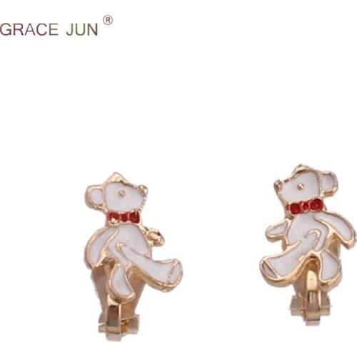 High Quality Enamel Small Animal Cartoon Clip on Earrings Without Piercing for Kids Party Birthday Cute Cuff Earrings Good Gift