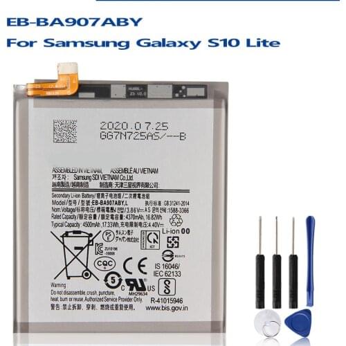 Samsung Original EB-BA907ABY Battery For Samsung Galaxy S10 Lite Genuine Replacement Phone Battery 4500mAh With Free Tools