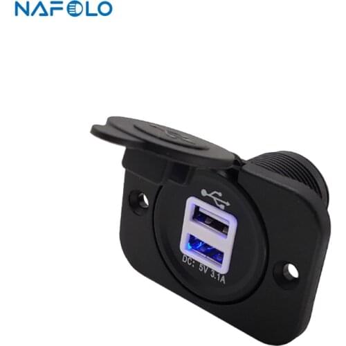 USB Charger Car Cigarette Lighter Socket Splitter for Motorcycle Auto Truck ATV Boat Phone Power Adapter USB Socket Mount