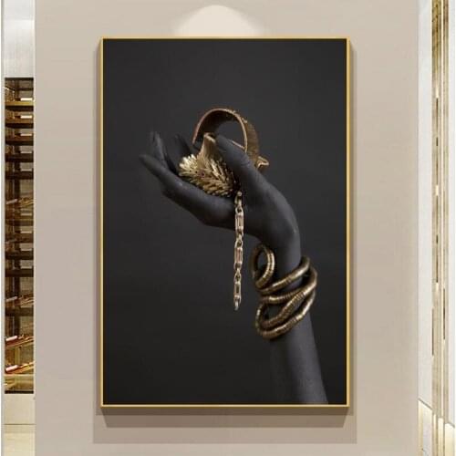 Black Womans Hand With Gold Jewelry Wall Art Canvas Paintings On The Wall Posters And Prints Pop Art Prints Wall Decoration