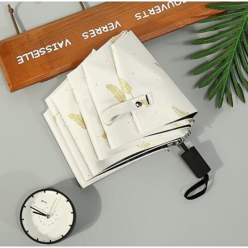 YADA Luxury Design Feather Pattern Umbrella Fold Rainy Umbrellas For Women UV Rainproof Sun Protection Female Parasol YD210012