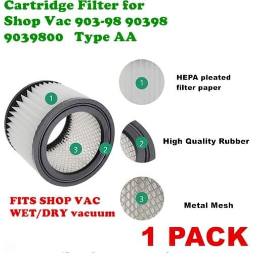 1 PACK 90398 filter for shop vac 903-98 90398 9039800 Type AA fits Shop Vac VACUUM CLEANER HEPA FILTER