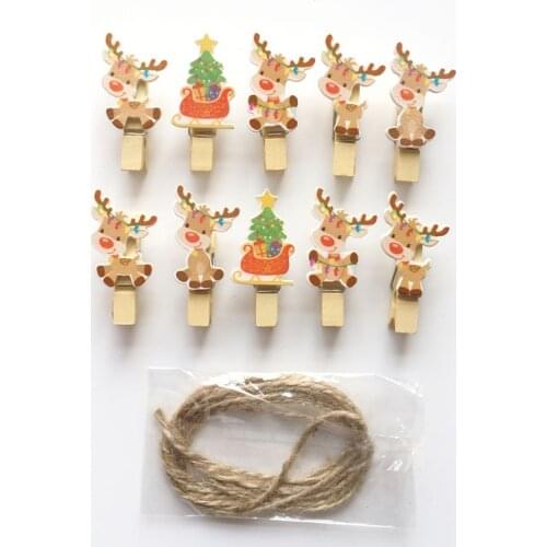 10 pcs /Pack Cactus Flamingos Unicorn Christmas w57 Folder For Photo With Rope Memo Creative Cute Decor Wood Paper Clip