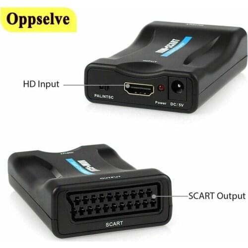 1080P HDMI-compatible to Scart Video Audio Upscale Converter for HD TV DVD AV Signal Adapter for STB Phone Multimedia Television