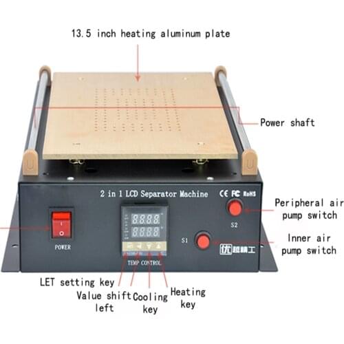 14 inch Dual Air Pump Table Cellphone Screen LCD Disassembler Two In One Vacuum Separator