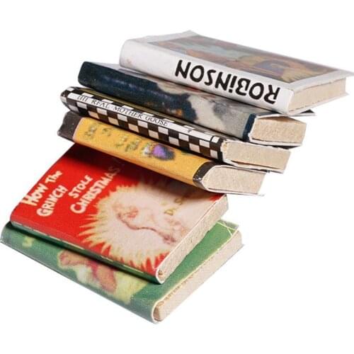 6Pcs/set Mini Comic Book Toy Doll House DIY Study Room Scene Accessories