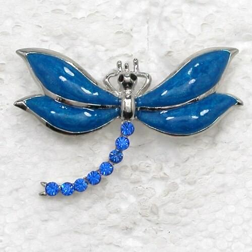 Dragonfly Brooch Blue Rhinestone Enamel Pin brooches C981 B