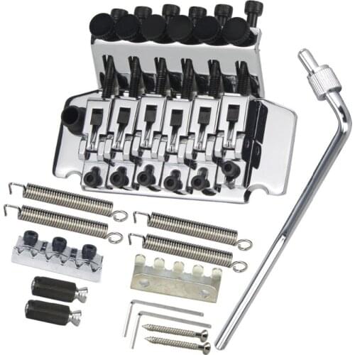 FLEOR Electric Guitar Tremolo Bridge System 43mm Locking Nut Double Locking Bridge Chrome