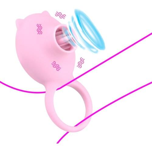 G-spot Massage Cock Ring Tongue Licking Vibrator Penis Ring Vagina Clitoris Stimulate Rotation Oral 3 Speeds