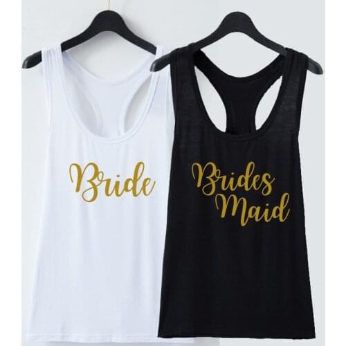 Bride Bridesmaid Sexy Sleeveless Ladies Tank Tops Maid of Honor Cotton Bachelorette Party Bridal Squad Vest Camisetas Shirts