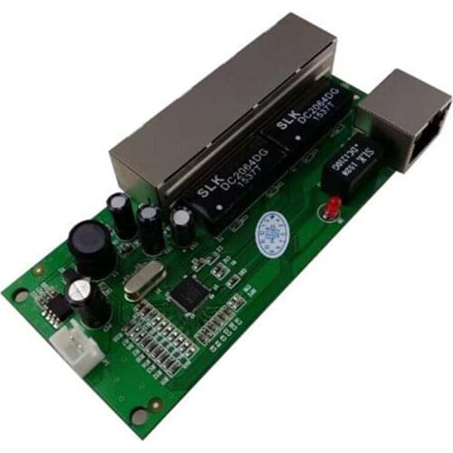 Mini switch mini 5 port 10/100mbps network switch 5-12v wide input voltage smart ethernet pcb rj45 module with led built-in