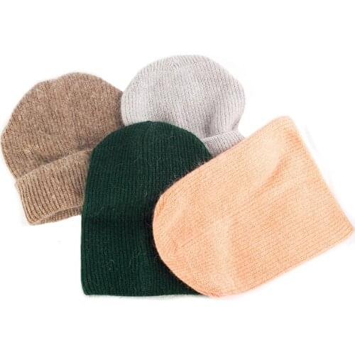 Fashion Solid Color Warm Knit Beanie Hats For Women Men Casual Rabbit Beanie Soft Thicken Skullies Caps Unisex Slouchy Bonnet