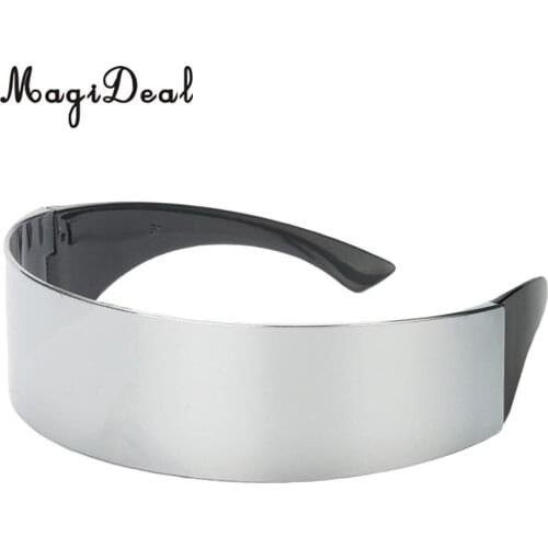 MagiDeal Novelty Metallic Silver Futuristic Soldier Space Alien Robot Glasses Costume Sunglasses Cosplay Accessories Photo Props