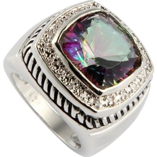 Fleure Esme Shinning Engagement wedding rings for Noble womens clothing accessories Rainbow Cubic Zirconia Rhodium Plated R3599