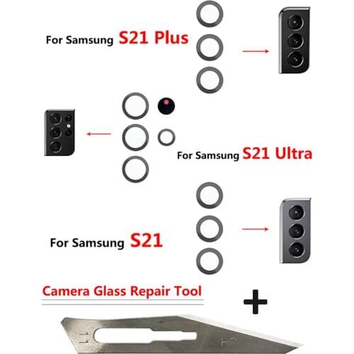 Rear Camera lens For Samsung A32 A52 A72 A82 S21 Plus S21 Ultra Back camera glass With Sticker replacement parts +Tools