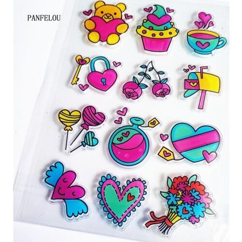 PANFELOU birthday present Transparent Silicone Rubber Clear Stamps cartoon for Scrapbooking/DIY Easter wedding album