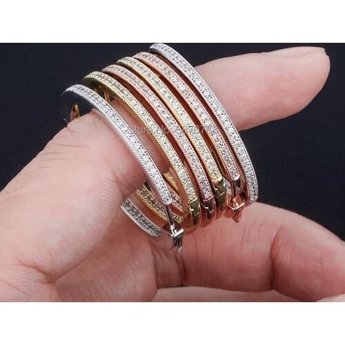 35mm Hoop Earrings Bulk Set Gold Plated Ice out Rhinestone Circle Hoop Earrings Punk for Women Gift