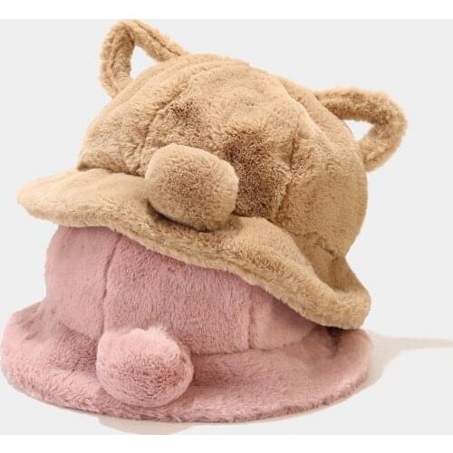 Winter Leopard Faux Rabbit Fur Fluffy Bucket Hats Women Outdoor Warm Sun Hat Soft Velvet Furly Fisherman Cap Girl Fashion Panama