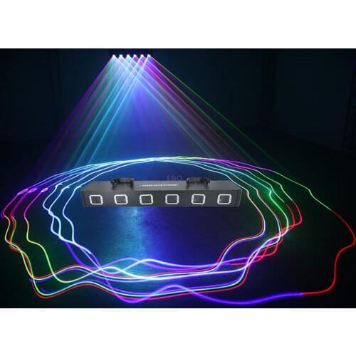Six-head RGBY full-color laser projector lamp DMX512 laser beam lamp is suitable for Christmas party, music party, etc