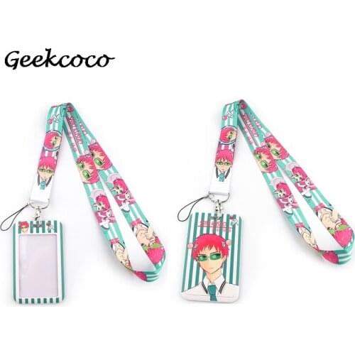 J1877 Anime Neck Strap Lanyard for keys Gym Mobile Phone Straps USB badge holder DIY Hang Rope Witht Card Holder