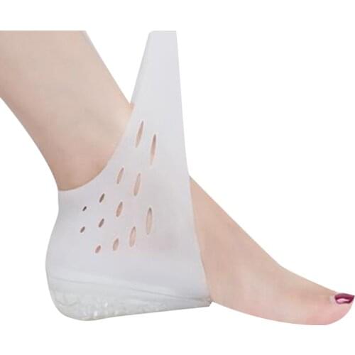 Unisex Invisible Height Increase Silicone Socks Gel Heel Pads Heel Cushion Soles Insole Foot Massage Orthopedic Arch Support
