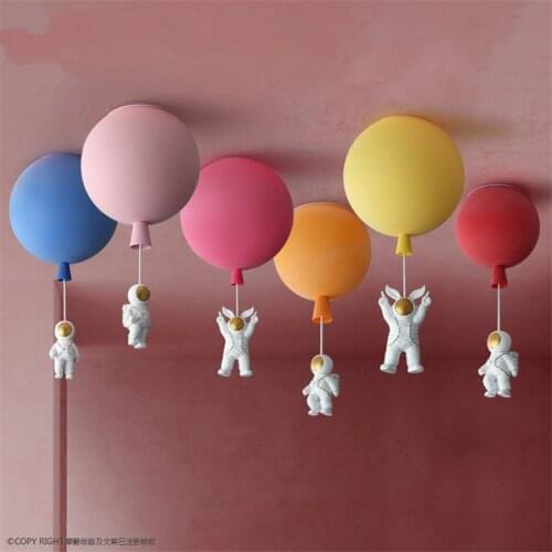 Nordic childrens room balloon ceiling lights cartoon astronaut decoration lamps study bedroom Acrylic hanging lights fixtures