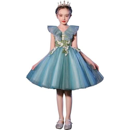 Wedding Girl Dress Princess Birthday Elegant Party Girls Clothes Evening Dresses Prom with Lace Vestido Festa Dresses AE50GD