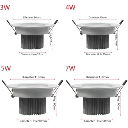 Spot led 3W 4W 5W 7W 9W 12W Downlight Residential Dimmable Warm Nature Pure White Recessed LED Lamp Light Adjustable AC110V220V