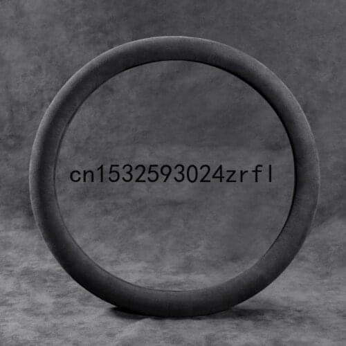 Universal 37cm 38cm Size M Circular Black Alcantara Suede Car Steering Wheel Cover Accessories