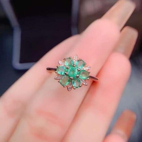 Jewelry 100% Natural Emerald Ring for Daily Wear 4mm*3mm Pear Cut Emerald Silver Ring Gift for Woman