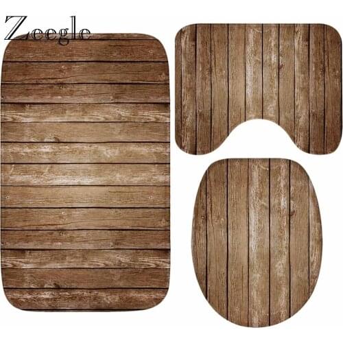 Zeegle Non Slip Bath Mats Set Toilet Rugs Anti Slip Toilet Floor Rug Bathroom Carpets Set Toilet Lid Cover Shower Room Rug