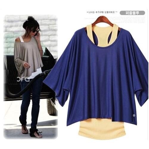 Plus Size New Fashion European An&american Women Bat Sleeve Big Yards Loose Short-sleeved T-shirt
