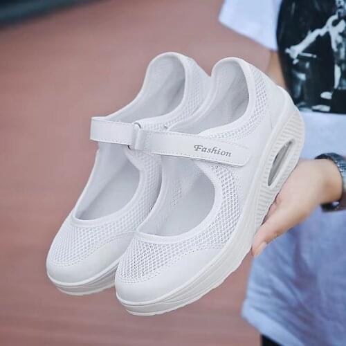 2021 New Summer New Mesh Rocking Shoes Cross-Border Large Size Shoes Womens Shoes Air Cushion 4 Color 35-42 Size Sneakers